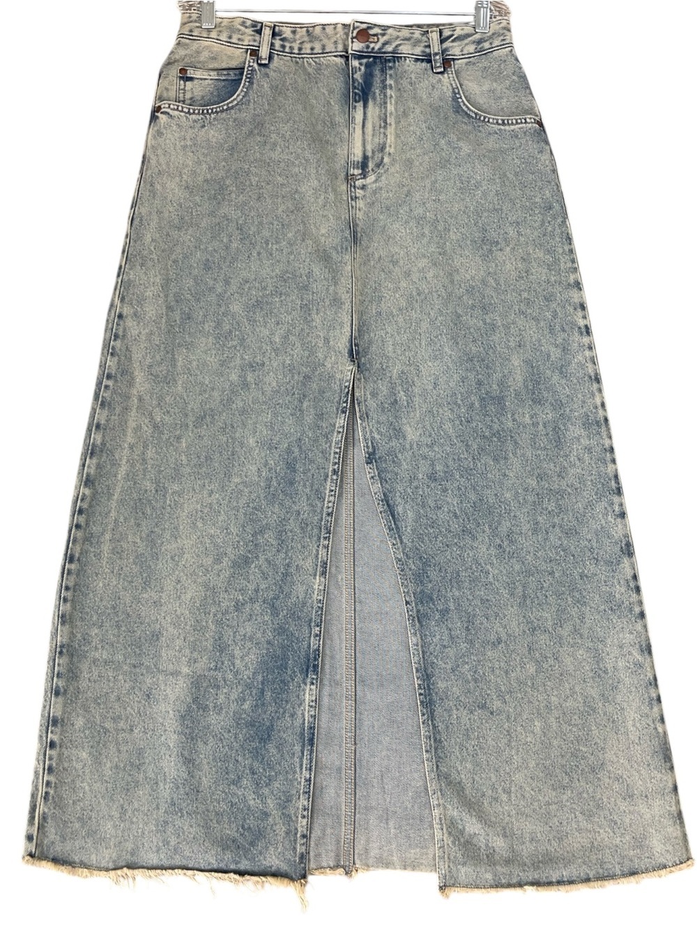 Anthropologie Pilcro Women’s Size 12 Front Slit Maxi Skirt Blue Wash Denim
